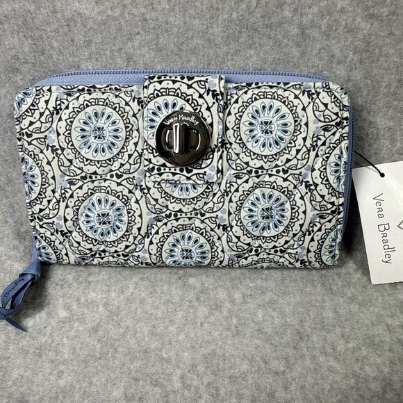 Vera Bradley RFID Turnlock Wallet "Sketched Medallion" Pattern Accordion Style - Picture 1 of 9